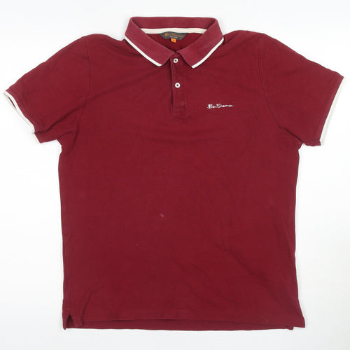 BeSarna Men's Red Polo Shirt M Cotton Casual