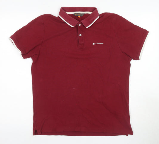 BeSarna Men's Red Polo Shirt M Cotton Casual