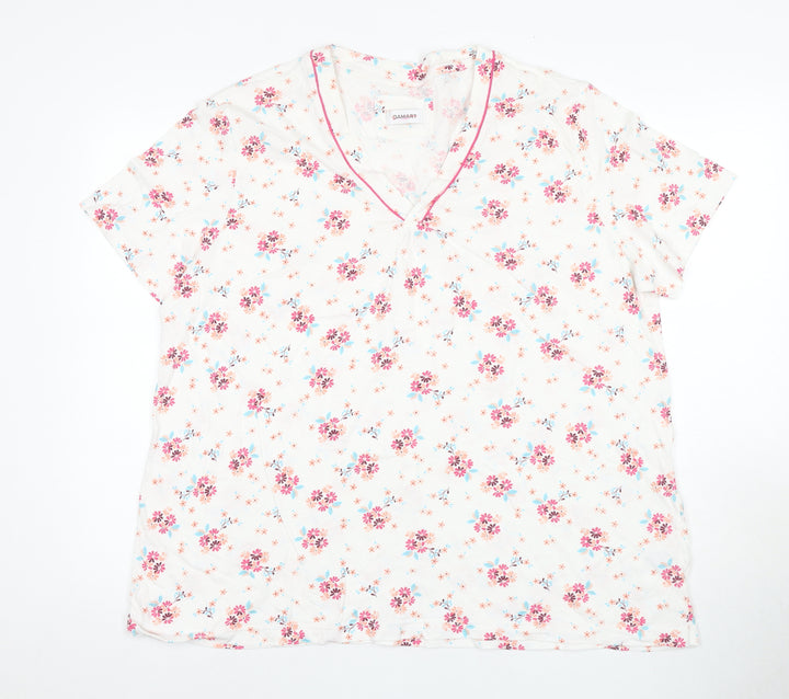 Damart Floral Cotton T-Shirt Women, Multicoloured 2XL Casual