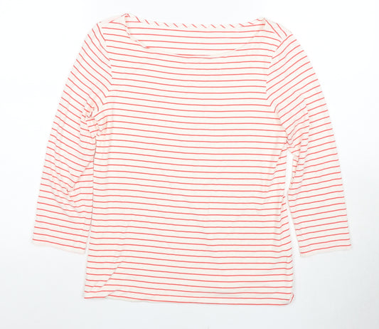 Hobbs Women's Red Striped T-Shirt, Size M, Boat Neck