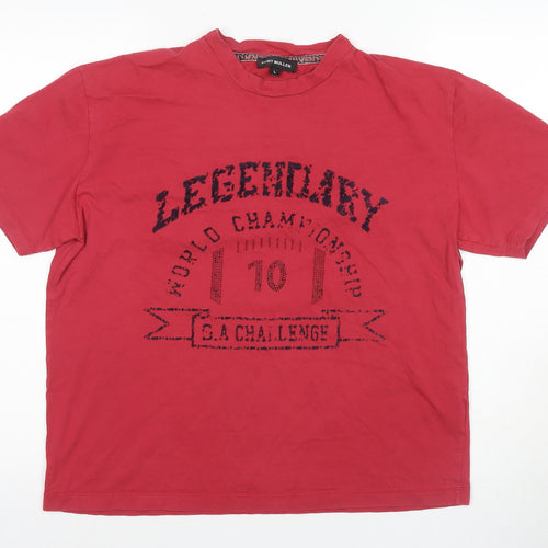 Kurt Muller Red Relaxed T-Shirt L Crew Neck