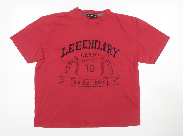 Kurt Muller Red Relaxed T-Shirt L Crew Neck
