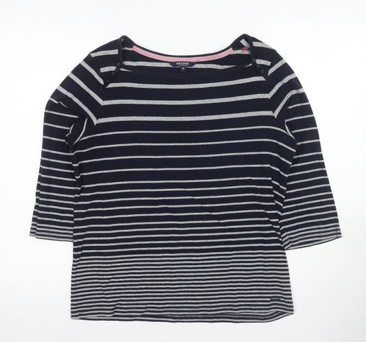 Maine Women's Blue Striped T-Shirt Size 16