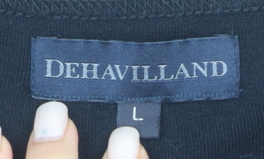 Dehavilland Men's Black Long Sleeve Cotton T-Shirt L