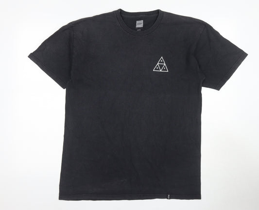 HUF Men's Black L Cotton Logo T-Shirt