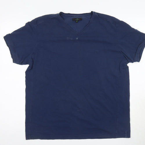 Jasper Conran Men's Blue V-Neck T-Shirt XL