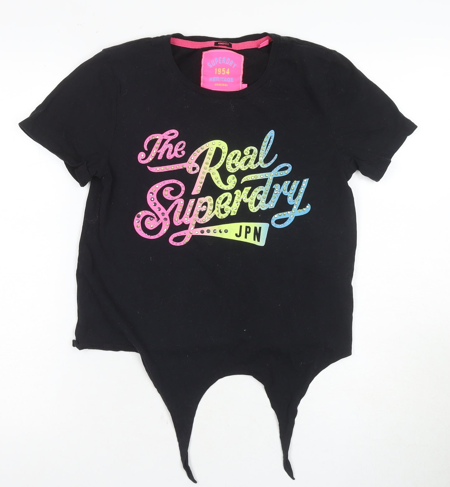 Superdry Women's Black S Rhinestone Crew Neck T-Shirt