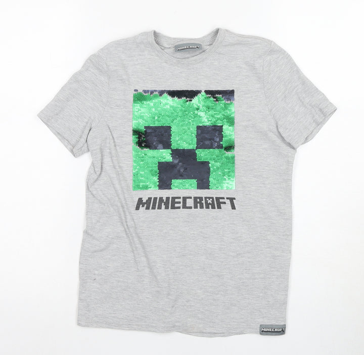 Minecraft Boys Grey Short Sleeve Graphic T-Shirt 9-10 Years