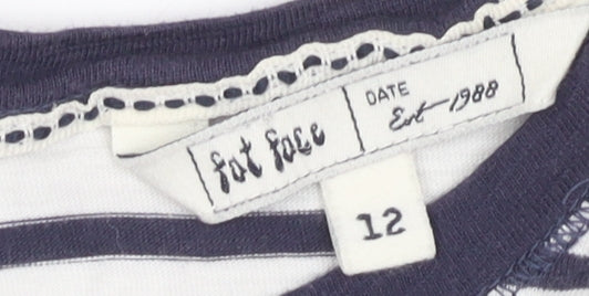 Fat Face Women's Blue Striped T-Shirt, Size 12