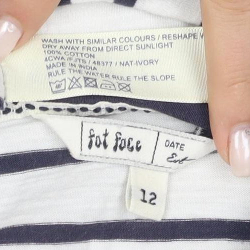 Fat Face Women's Blue Striped T-Shirt, Size 12