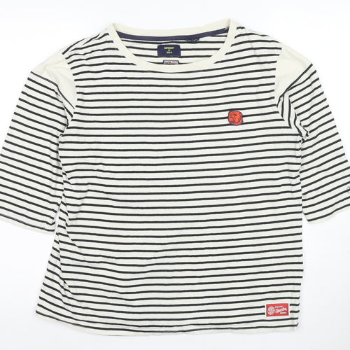 Superdry Women's White Striped T-Shirt Size 12