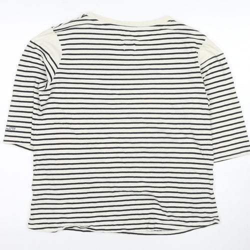 Superdry Women's White Striped T-Shirt Size 12