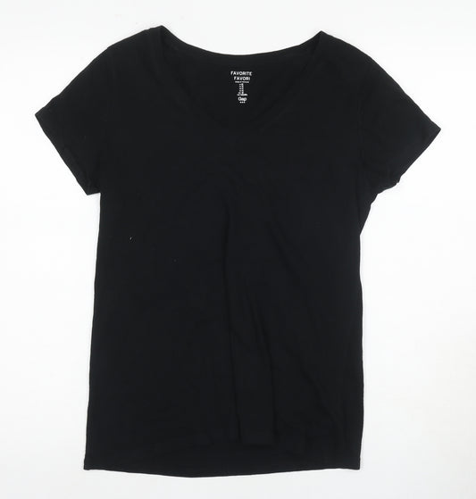 Gap Women's Black V-Neck T-Shirt Size M