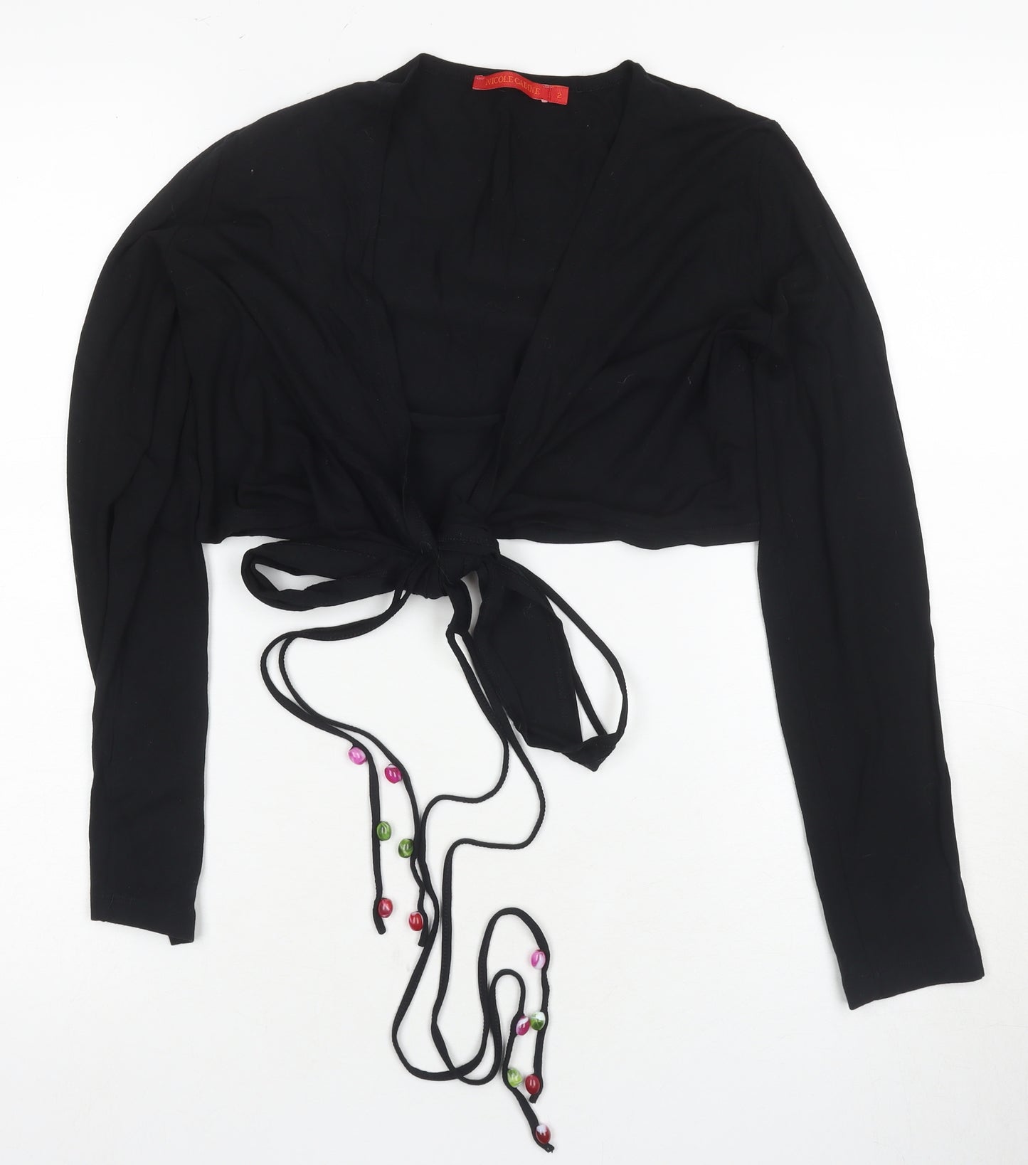 Nicole Cadine Women's Black Cropped Blouse Size 2