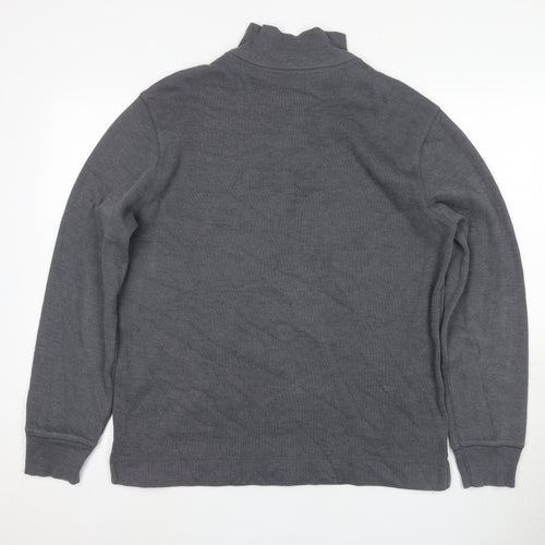 Gap Men's Grey Henley Sweatshirt L - Cotton Blend