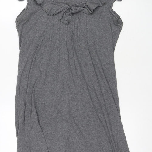 Next Women Grey Ruffle T-Shirt Size 12 Basic Casual