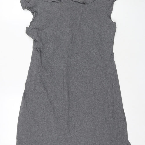 Next Women Grey Ruffle T-Shirt Size 12 Basic Casual
