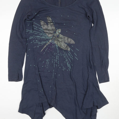 Bunai Women's Asymmetric Blue Graphic Dress, Size S