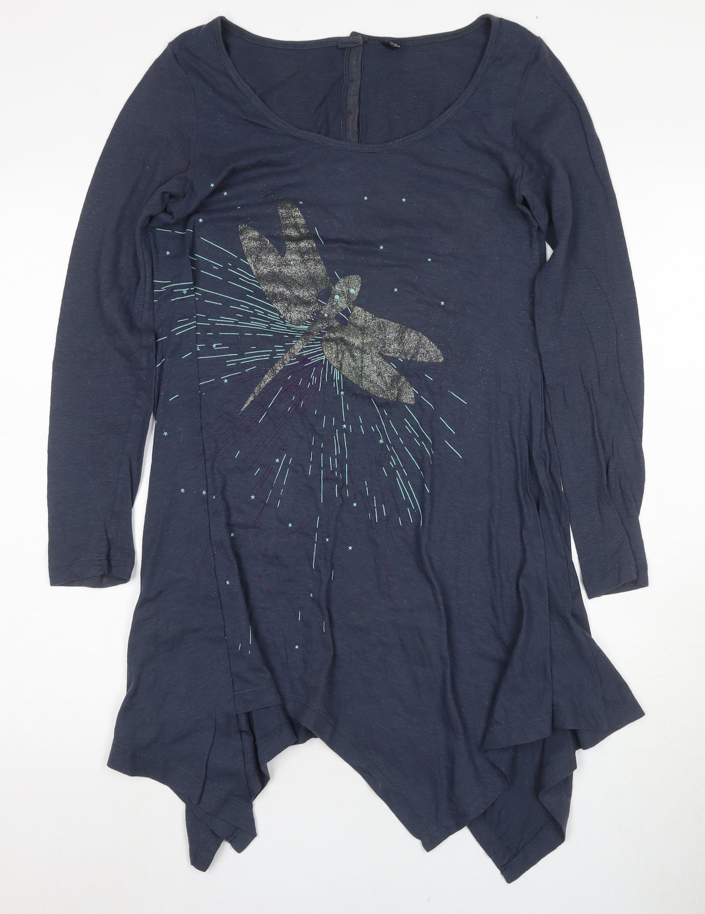 Bunai Women's Asymmetric Blue Graphic Dress, Size S