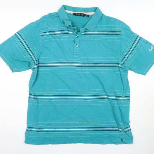 Golf Co Men's Blue Striped Polo M