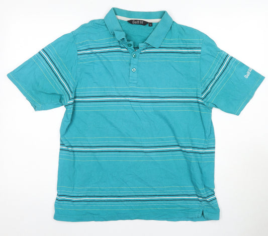 Golf Co Men's Blue Striped Polo M