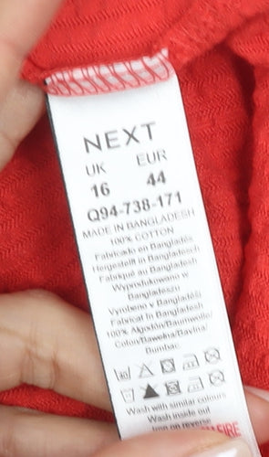 Next Women's Red V-Neck Tunic Blouse Size 16