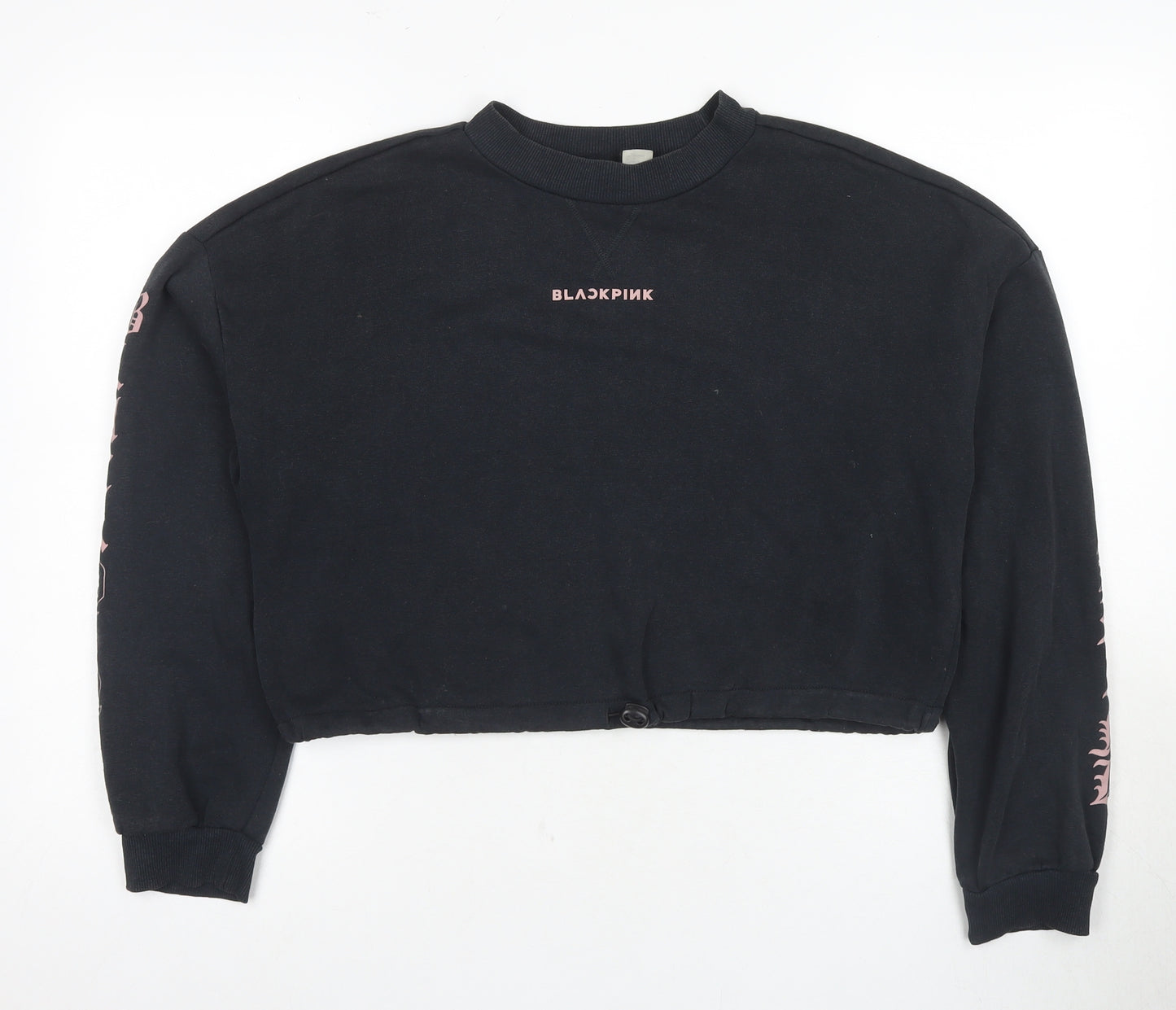 H&M Divided Black Hoodie, S, Women, Graphic Logo