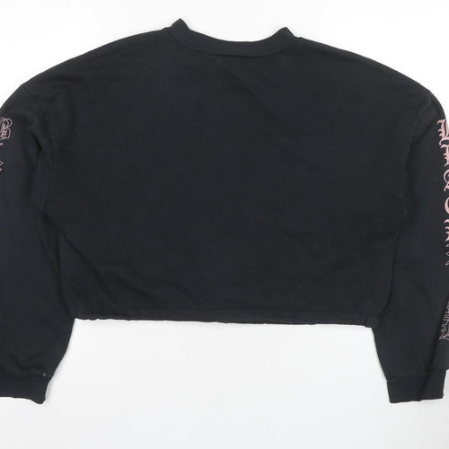 H&M Divided Black Hoodie, S, Women, Graphic Logo