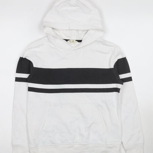 H&M Boys White Pullover Hoodie, Size 18 Plus, Casual Style