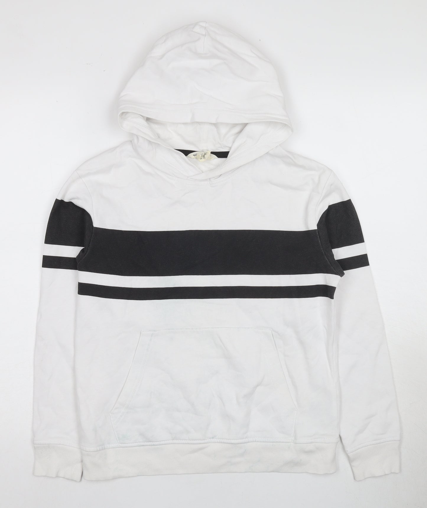 H&M Boys White Pullover Hoodie, Size 18 Plus, Casual Style