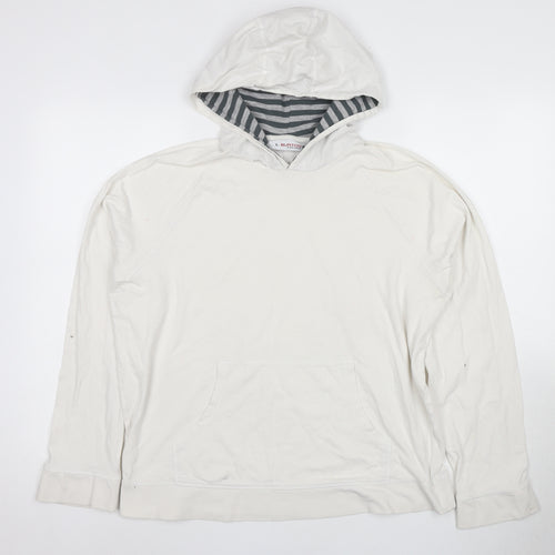 Burton White Men's Hoodie L Pullover Cotton