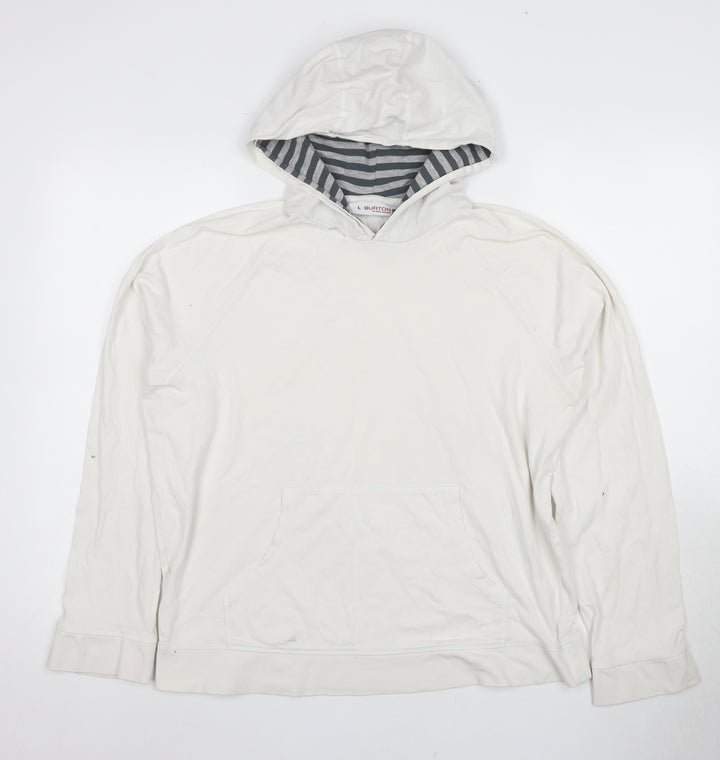 Burton White Men's Hoodie L Pullover Cotton