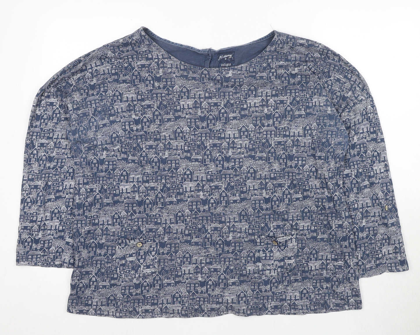 Millman & Brite Women's Blue Geometric Button-Up