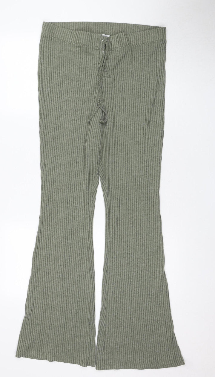 Topshop Women's Green Trousers - UK 16, No Pattern
