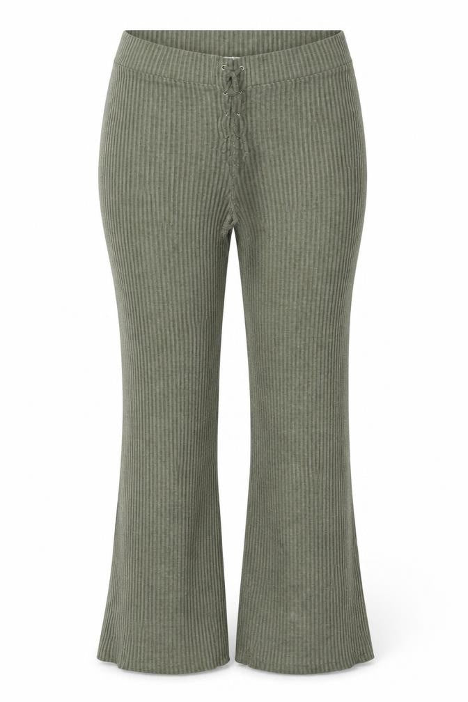 Front view of Topshop Women's Green Trousers - UK 16, No Pattern
