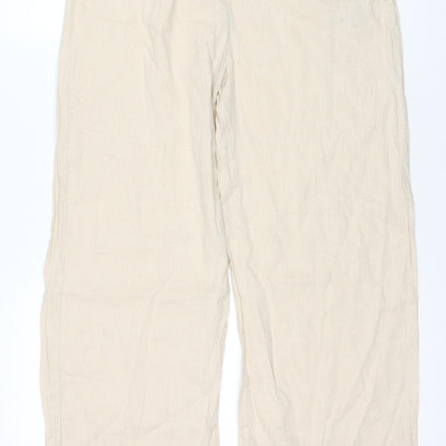 Bershka Women's Beige Straight Trousers Size 10