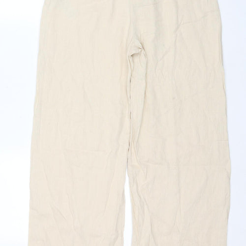 Bershka Women's Beige Straight Trousers Size 10