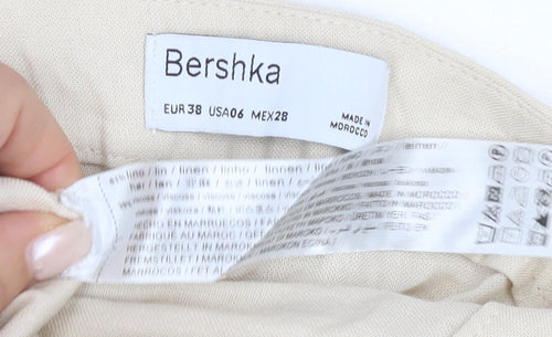 Bershka Women's Beige Straight Trousers Size 10
