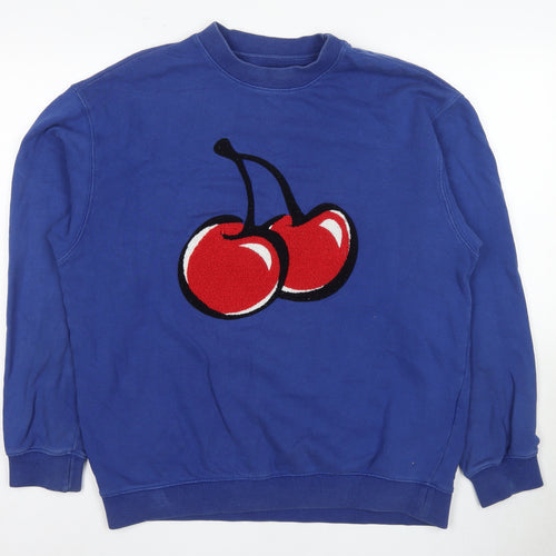 Kirsh Unisex Blue Pullover Sweatshirt M, Graphic Cherry Design
