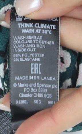 Marks and Spencer Women Green Floral Dress Size 12