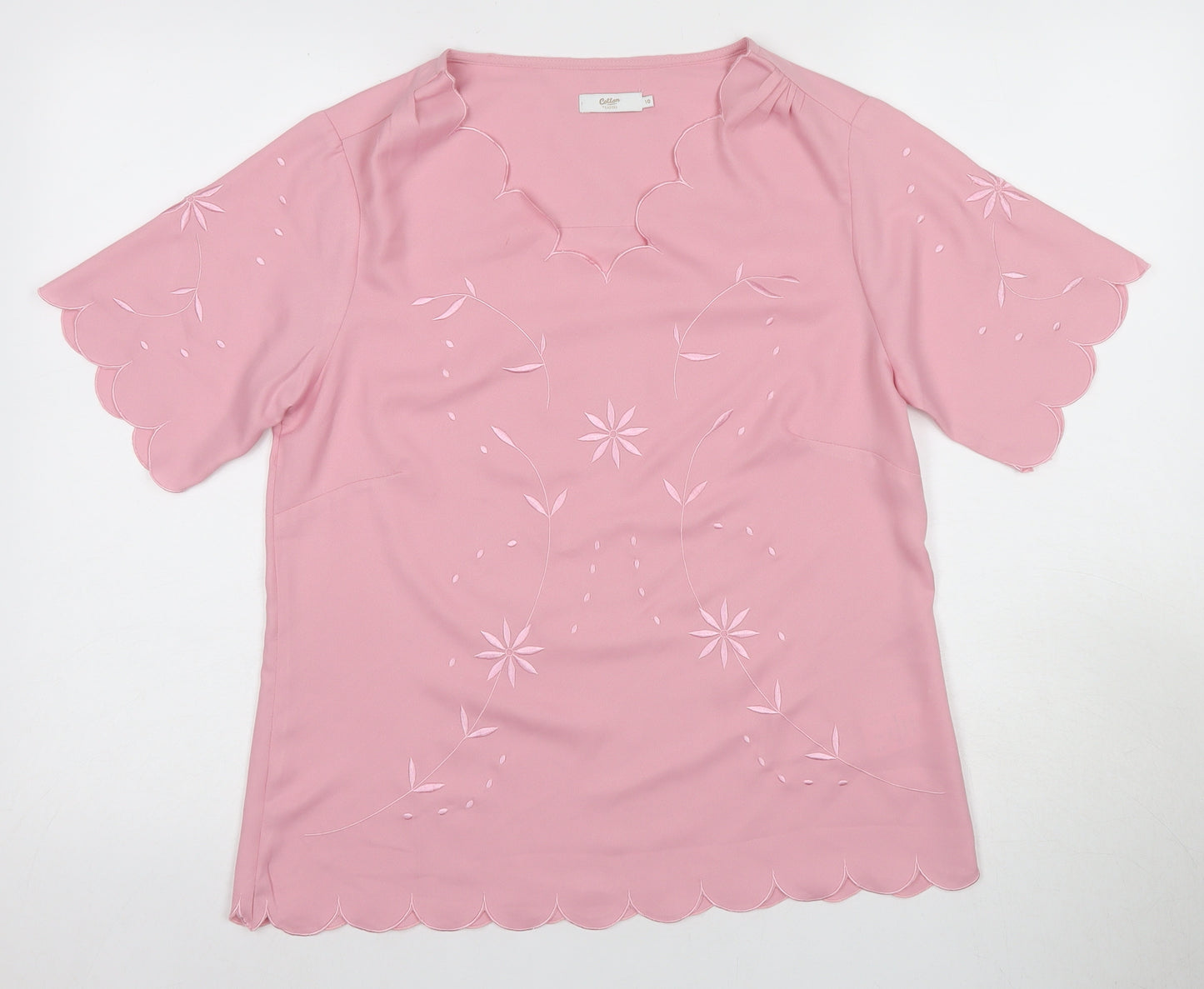 Cotton Traders Women's Pink Floral Blouse Size 10