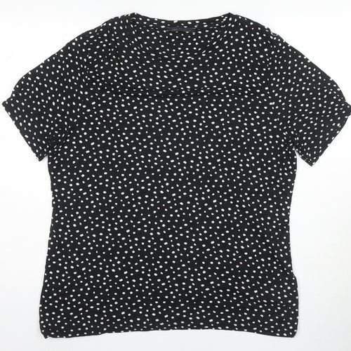 Marks and Spencer Women's Black Polka Dot T-Shirt Size 18