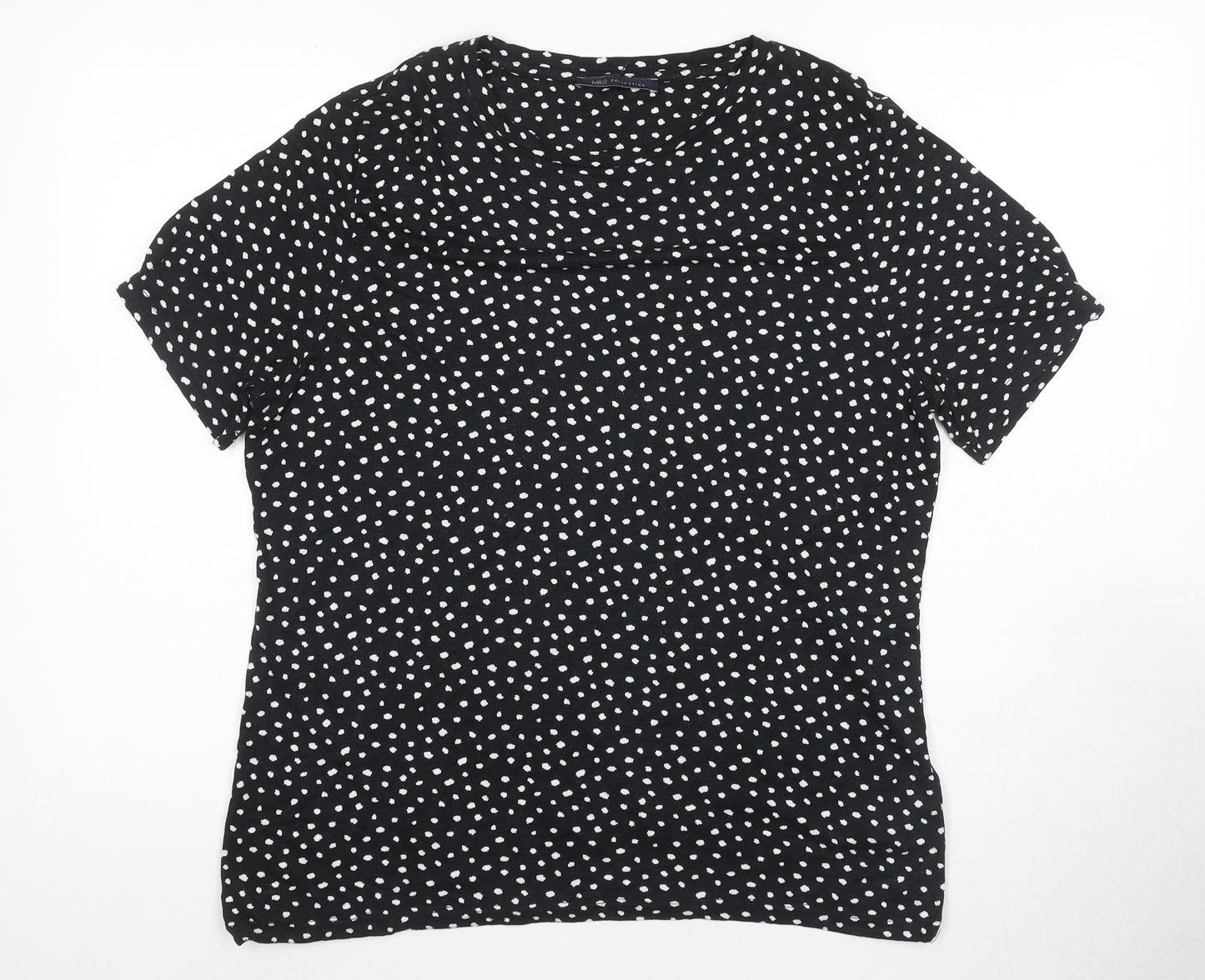 Marks and Spencer Women's Black Polka Dot T-Shirt Size 18