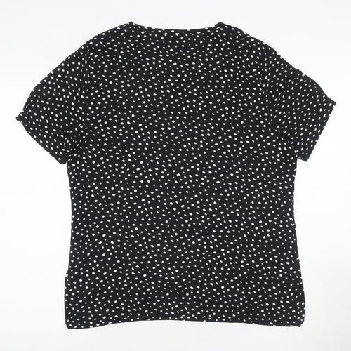 Marks and Spencer Women's Black Polka Dot T-Shirt Size 18