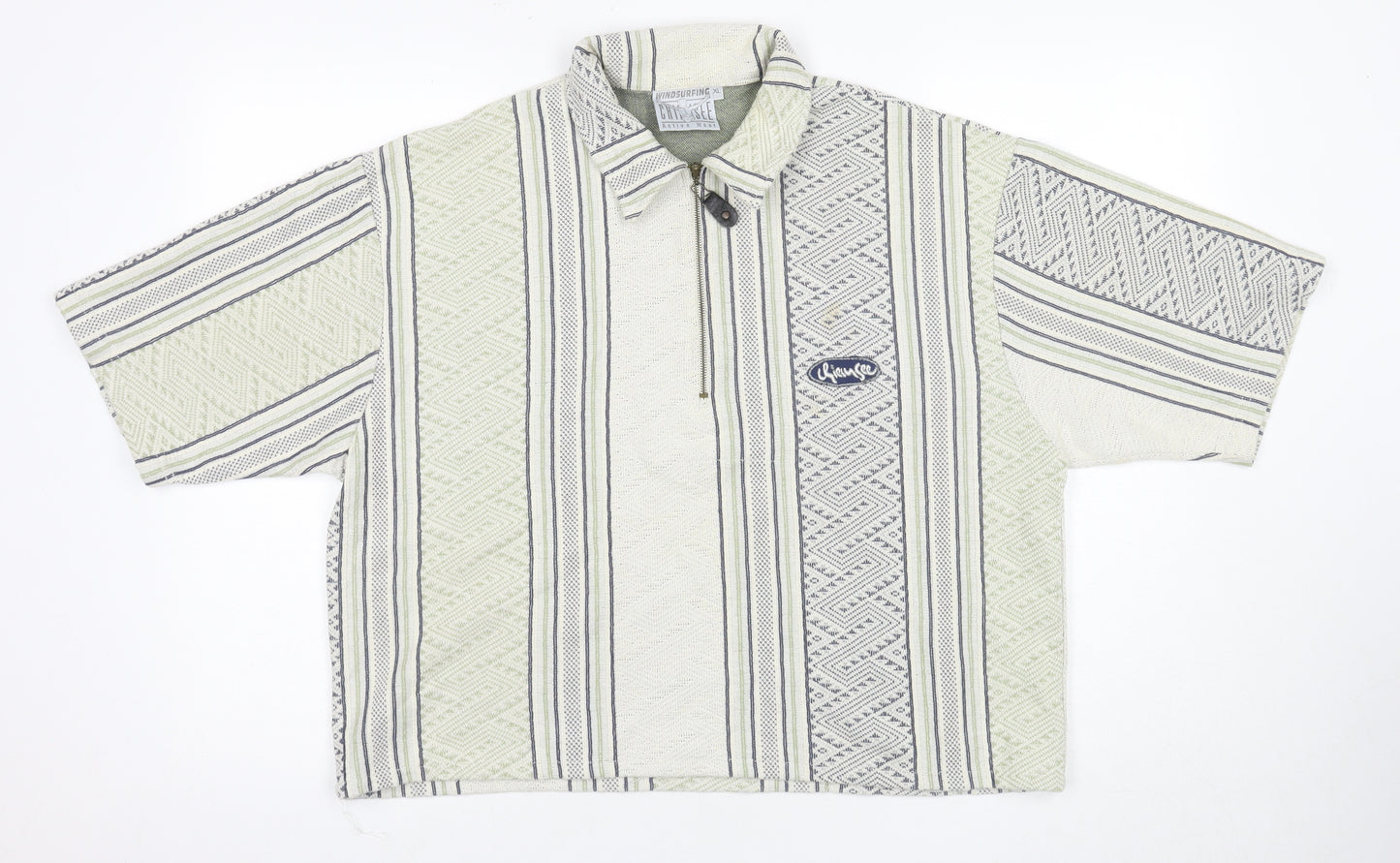 Chiemsee Men's Beige Geometric XL Collared T-Shirt