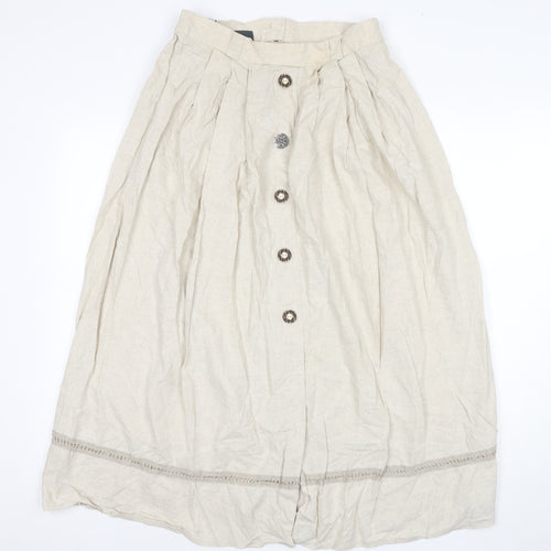 Ricany Women's Beige Pleated Midi Skirt Size 12