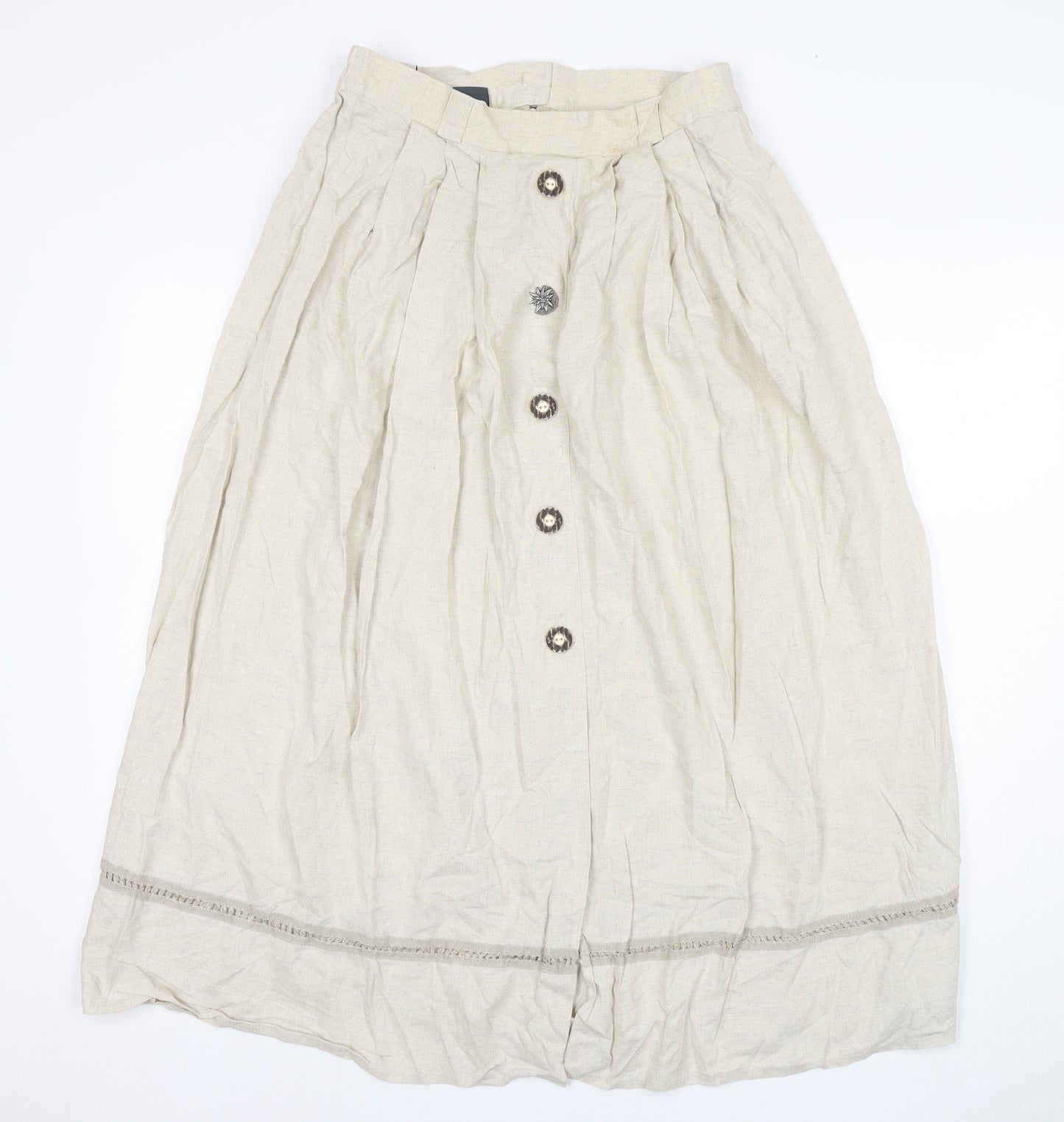 Ricany Women's Beige Pleated Midi Skirt Size 12
