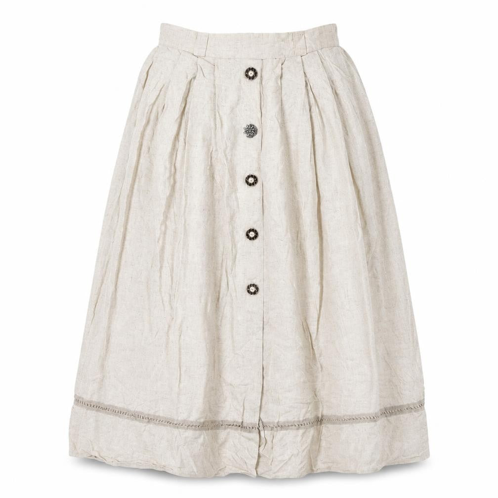 Front view of Ricany Women's Beige Pleated Midi Skirt, size 12