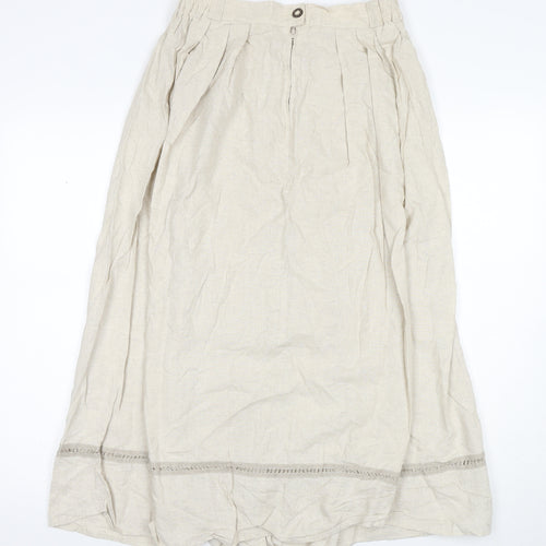 Ricany Women's Beige Pleated Midi Skirt Size 12