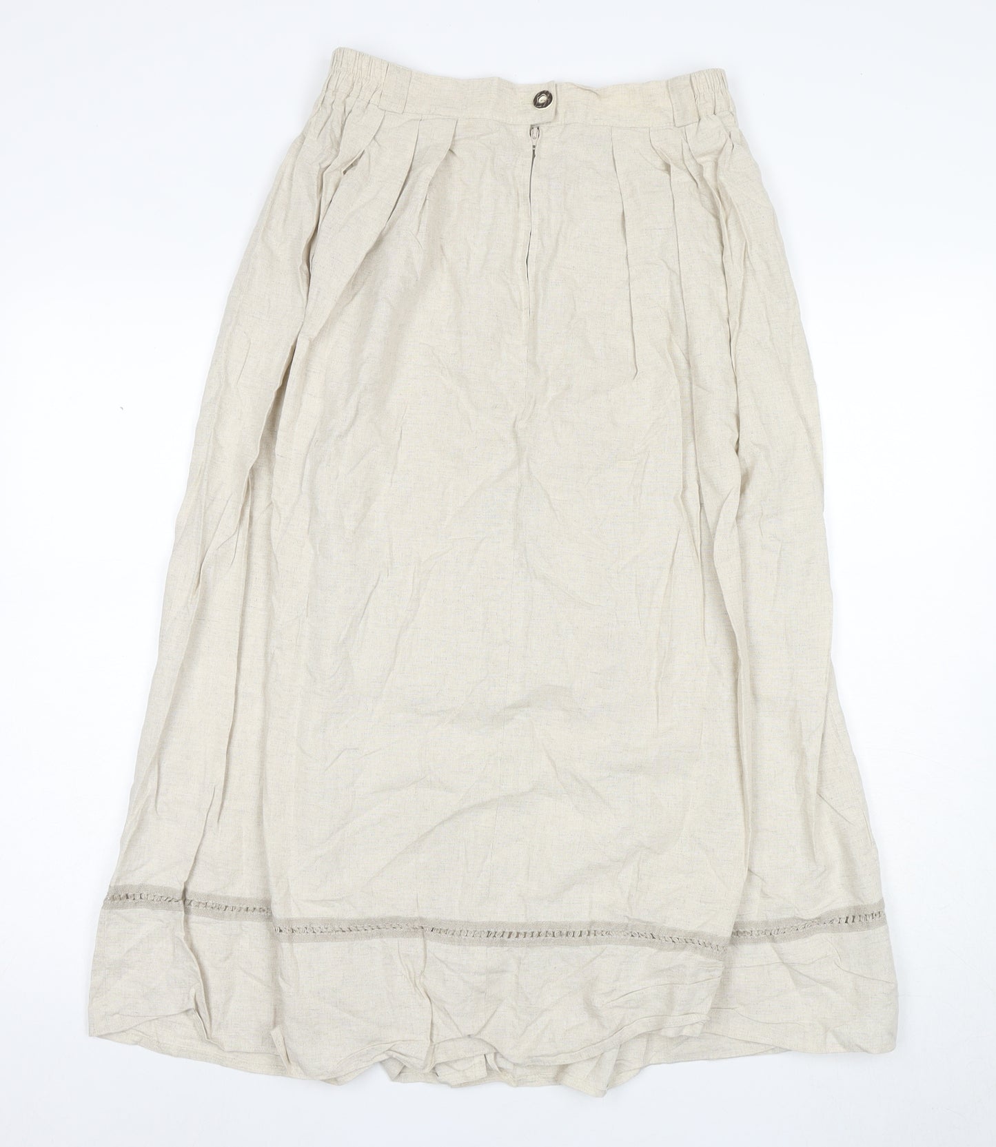 Ricany Women's Beige Pleated Midi Skirt Size 12